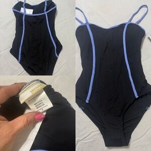 Michael Kors Black Swimsuit with Blue Accents
